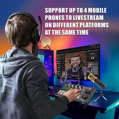 Pot Microphone Bundle, BM-800 Condenser Mic with F998 Live Sound Card Kit, Pot Equipment Bundle with Voice Changer and Mixer Functions for PC phone Studio Recording and Broating thumbnail 5