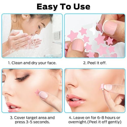 VOZRO Star Pimple Patches, Colorful Hydrocolloid Acne Patches for Face, Cute Star Pimple Patches with Salicylic Acid, Tea Tree & Centella Oil (Round,Star,Peach Shapes| 6 Sizes| 271 Count) - 271 Count (Pack of 1) thumbnail 5