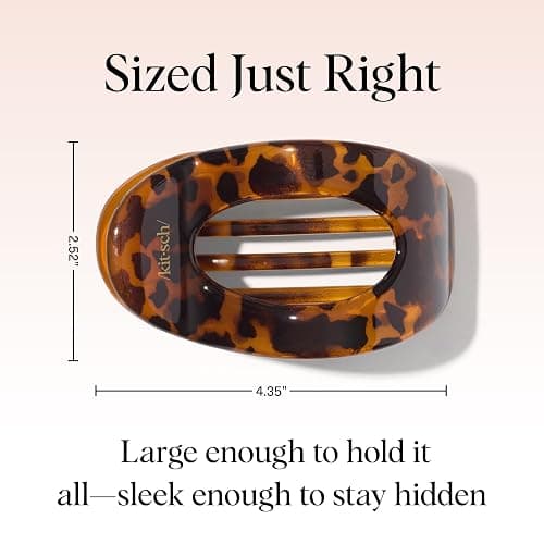 Kitsch Large Flat Claw Clips for Women - Stylish Flat Hair Clips, Strong Hold for Thick & Fine Hair | Non-Slip for Secure, Comfortable All-Day Wear | Ideal Gifts for Women - Tortoise Design thumbnail 5