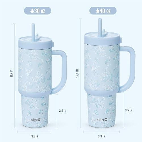 Ello Oasis 30 oz Tumbler with Handle & Retracting Straw | Reusable Insulated Stainless Steel Cup 100% Leakproof, Gifts for Teens Women Men | Keeps cold for 24 Hours, Cup Holder Friendly, Sweet Alyssum thumbnail 2