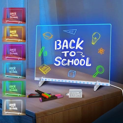 LED Note Board with 7 Colors, Includes Adapter, 13"x10" Led Drawing Board for Kids, Light Up Dry Erase Boards with 7 Markers, Soft Cloth, Hanging Chain, Holiday Trend Gift - Image 1