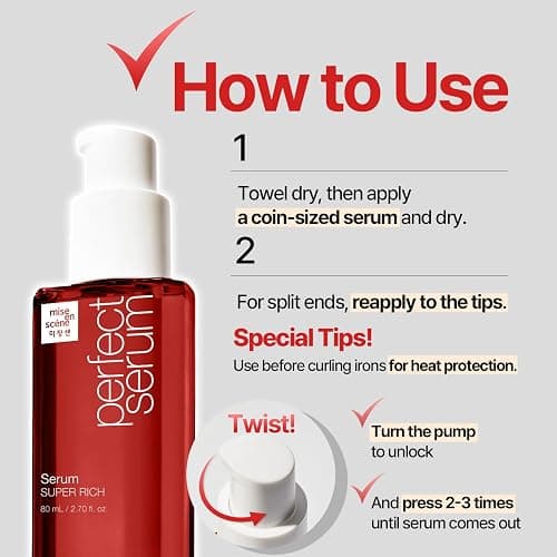 Mise En Scene Perfect Super Rich Serum with Argan Oils - Hair Essence for High Nutrition Intensive Care, Korean Hair Oil, 2.70 fl. Oz thumbnail 4