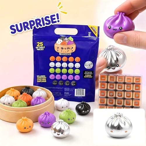 25 PCS Glitter Dumpling Squishy Toys, Kawaii Squishies Party Favors Squeeze | Classroom Birthday Xmas Gifts Mystery Box Stress Relief thumbnail 4