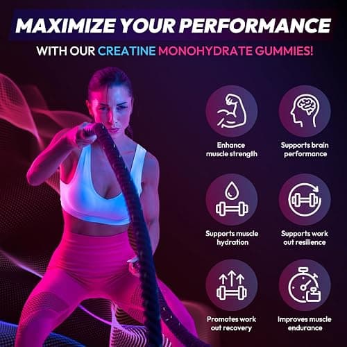 AEQNJV Creatine Gummies Monohydrate Complex 9000MG, Pre-Workout for Men & Women, Creatine Gummy with L-Taurine, BCAA 2:1, B12/6 for Muscle Support, Enhance Strength, Energy Boost-120 Count thumbnail 6