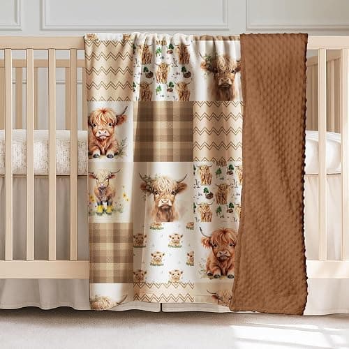 Highland Cow Baby Blanket, Western Minky Blankets for Boys Girls, Nursery Room Decor, Soft Warm Lightweight Nursery Bed Blanket for Newborn Toddlers Son Daughter thumbnail 6
