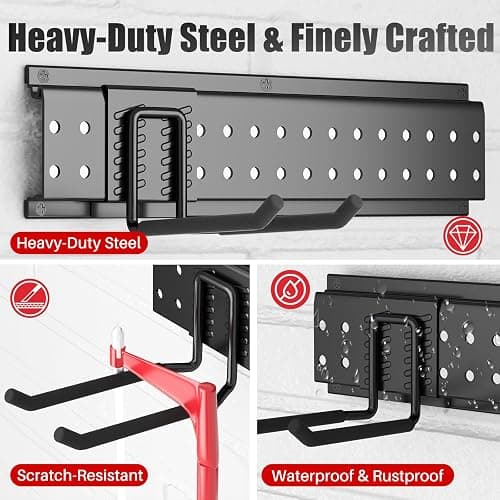ZICANYCO Garage Tool Organizer Wall Mount 96 inches with 18 Adjustable Heavy-Duty Hooks, Garage Organization, Garden Tool Storage Rack, Yard, and Shed, Holds Up to 750 lbs thumbnail 7