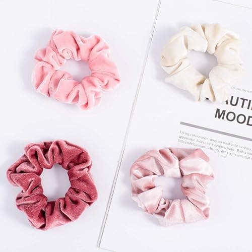 Whaline 12Pcs Blush Theme Scrunchies Velvet Elastics for Women Pink Bobbles Soft Lovers Scrunchy Classic Thick Hair Bands Ties Gifts for Teenage Girls thumbnail 4