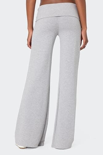 Amiblvowa Women Fold Over Yoga Pants Low Rise Wide Leg Sweatpants Color Block Flare Leggings Y2k Foldover Lounge Workout 2025 thumbnail 2