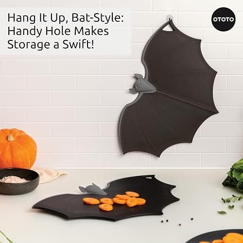 OTOTO Cutting Board - Wooden & Plastic Cutting Boards for Kitchen, Fun & Spooky Kitchen Gadgets, Housewarming & Goth Gifts, Dishwasher Safe (Bat, Plastic) thumbnail 7
