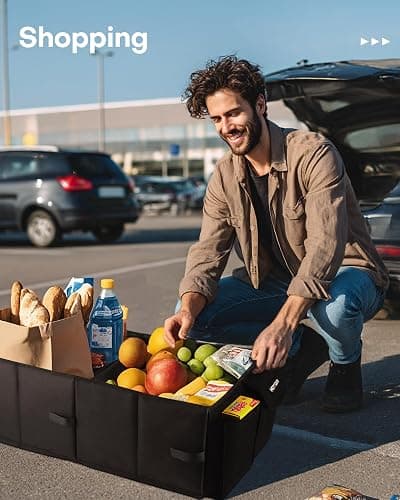 HOTOR Trunk Organizer - Car Organizer, Foldable Trunk organizer for SUVs & Sedans, Sturdy Car Organization for Car Accessories, Tools, Sundries, Black, 2 Compartments, 21.3"×12.6"×10.6" - Medium - Black thumbnail 9
