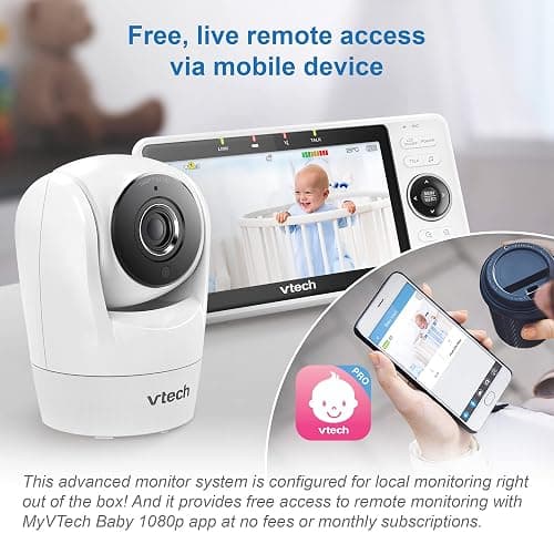 VTech Upgraded Smart WiFi Baby Monitor VM901, 5-inch 720p Display, 1080p Camera, HD NightVision, Fully Remote Pan Tilt Zoom, 2-Way Talk, Free Smart Phone App, Works with iOS, Android thumbnail 3
