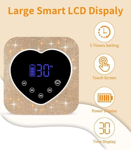UV Light for Nails, 72W Cordless UV Nail Lamp for Gel Nails, Rechargeable Gold Diamond LED Dryer with 5 Timer Setting,Touch Control & Auto Sensor, Fast Light Curing Lamp for Salon & Home thumbnail 3