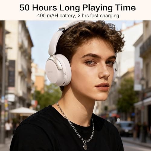 RORSOU B8 Bluetooth Headphones Over Ear, 6 EQ Music Modes and 50H Playtime Deep Bass Wireless Headphones with Mic, Lightweight Folding HiFi Stereo Headset for iPad/Travel/Tablet/PC/Home Grey thumbnail 9