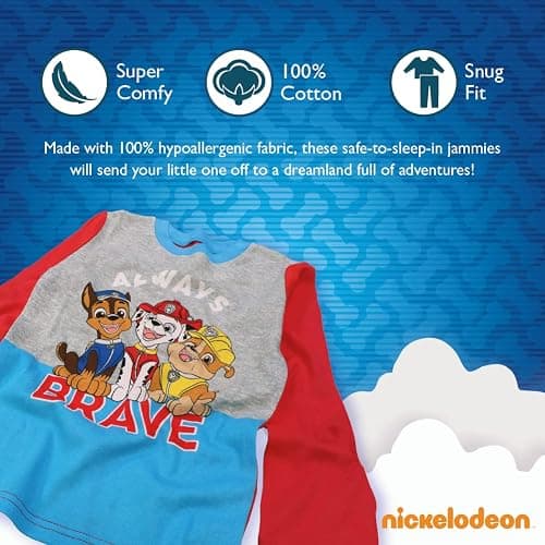 Nickelodeon Boys' Paw Patrol 6-piece Snug-fit Cotton Pajama Set, Soft & Cute for Kids thumbnail 3