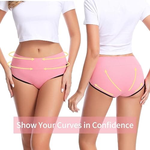 CAILECOTTON Women's Underwear Cotton High Waisted Hipster Panties Soft Stretch Breathable Everyday Brief 5 Pack thumbnail 6