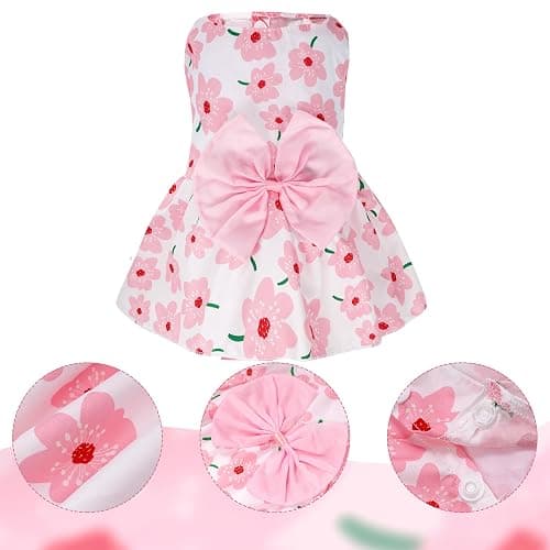 choyaxo Floral Dog Dress Cute Dog Skirt Pet Dress Summer Pet Clothes for Puppy Small Cats thumbnail 3