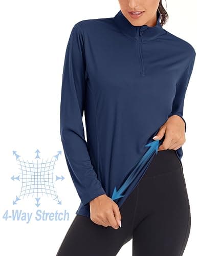 MAGCOMSEN Women's Shirts Long Sleeve 1/4 Zip UPF50+ UV Sun Protection Quick Dry Workout Hiking Athletic Shirts Rash Guard thumbnail 4
