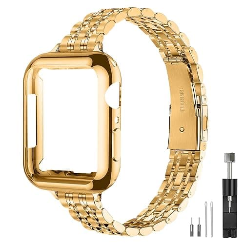 QUNDAXI Slim Watch Band Compatible with Apple Watch 41mm 45mm 42mm 44mm 40mm 38mm Metal Stainless Steel Watchband Suitable for iWatch 11/10/9/8/7/6/5/4/3/2/1/SE Series Women Luxury Strap - Image 1