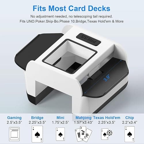HUAYAGHFHD Automatic Card Shuffler|1-2 Deck Electric Card Shuffle Machine|Portable Rechargeable (2000mah)|for Poker, Uno, Blackjack, Skip-Bo, Phase 10 More Playing Shuffler for Home Game,Travel thumbnail 3