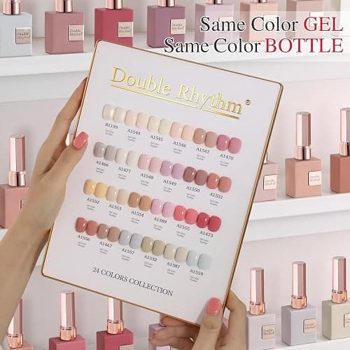 Double Rhythm 28Pcs 0.5Oz Gel Nail Polish Set Same Color Same Bottle Gel Polish Kit Nail Art Manicure Salon DIY at Home for Women (Nude Pink Collection-T24-3) thumbnail 3