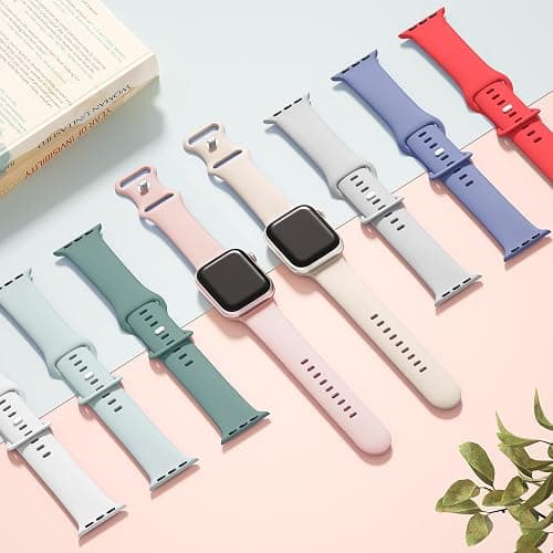 Sport Silicone Band Compatible with Apple Watch Bands 40mm 38mm 41mm 44mm 45mm 42mm 49mm Women Men,Soft Wristband Waterproof Replacement Sport Strap for iWatch Bands Series 9 8 7 6 5 4 3 2 1 SE Ultra thumbnail 3