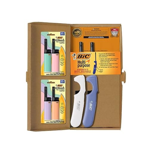 BIC Lighter Combination 2 Multi-Purpose Lighters with Long Metal Wand, Classic Collection, and 4 EZ Reach Pastel Candle Lighters, The Ultimate Lighter with Wand, Assorted Colors - Image 1