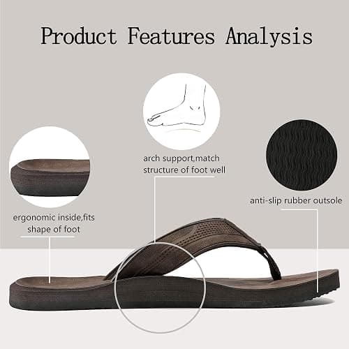 AX BOXING Mens Flip Flops Leather Thong Sandals Casual Comfort Slides Slippers thumbnail 4