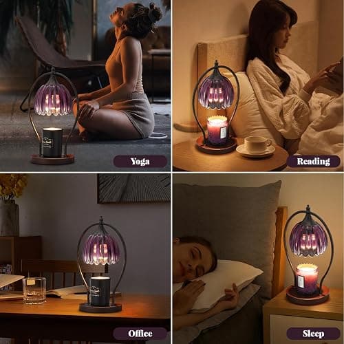 Candle Warmer Lamp, Dimmable Candle Warmer with Timer, Vintage Candles Wax Warmers for Jar Candles Birthday Gifts for Women, Mothers Day Gifts for Mom, Home Decor for Bedroom Living Room, Purple Black thumbnail 8