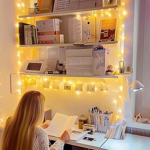 JMEXSUSS 100 LED String Lights Indoor Bedroom Warm White Christmas Lights | 8 Modes Plug in Classroom Lights, 33 ft Connectable Room Fairy Twinkle Light Outdoor for Mirror Room Home Garden Xmas Tree thumbnail 3