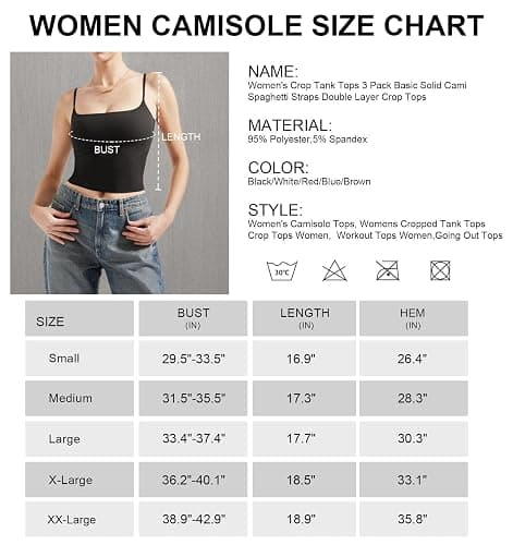 KVOJI 3 Pack Womens Crop Tank Tops Casual Basic Crop Tops Double Layer Spaghetti Strap Camisole Going Out Tops thumbnail 2