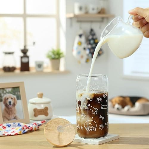 KMCCUMBER Dachshund Gift Glass Cup with Lid & Straw for Dog Lovers | Funny Weiner Dog Coffee Cup Tumbler for Dog Owner Friend Mom Wife Pet Mommy Teen Girls Thanksgiving Christmas Gift 16oz thumbnail 2