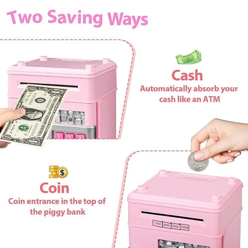 Kids Piggy Bank for Girls - Toys for 5 6 7 8 9 10 Year Old Girl Birthday Gifts - Electronic Piggy Bank ATM Machine Money Safe for Kids Toys Age 6-8-10 thumbnail 4