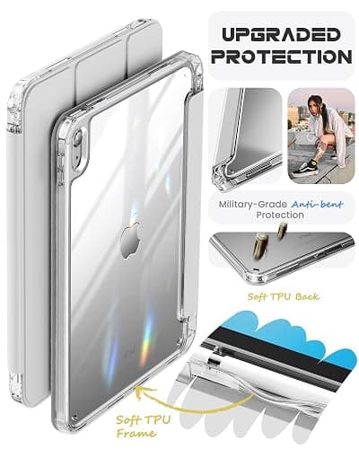 INFILAND Compatible with iPad (A16) 11th Generation 11 Inch 2025 Case, iPad 10th Generation Case 2022 10.9 Inch 2022, Crystal Clear with Slot for Pencil & Charging Adapter, Silver - Silver thumbnail 4