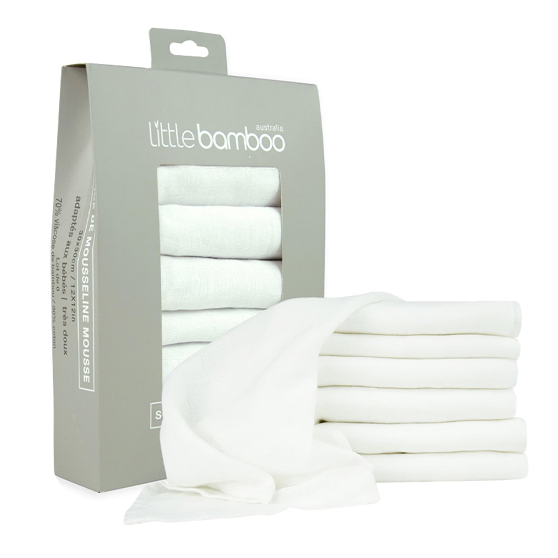 Little Bamboo Muslin Baby Face Washer Cloths 6 Pack - Natural - Natural thumbnail 2