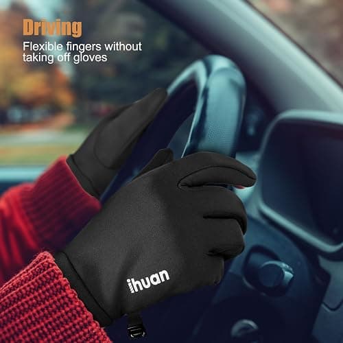 ihuan Winter Warm Running Gloves Women Men, Super Sensitive Touch Screen Fingers for Cold Weather, Thin Lightweight Liner Gloves for Ski, Snow, Hiking, Driving, Camping, Cycling Gift for Women Men thumbnail 4