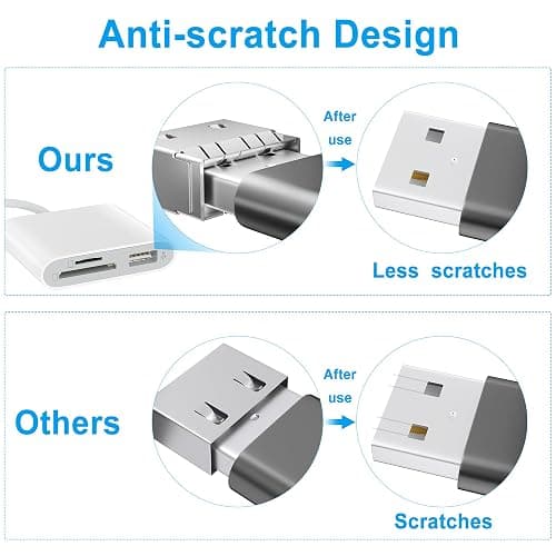 SZHAIYIJIN SD Card Reader for iPhone, Memory Card Reader with USB Camera Adapter Plug and Play Trail Game Camera Viewer Supports SD and TF Card MicroSD Card Adapter for iPad No App Required thumbnail 6