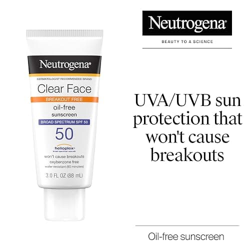 Neutrogena Clear Face Sunscreen Lotion for Acne-Prone Skin, Broad Spectrum SPF 50, Sunscreen for Face & Oily Skin, Oil-,Fragrance- & Oxybenzone-Free, Water Resistant, Matte, Unscented, 3 Fl Oz thumbnail 2