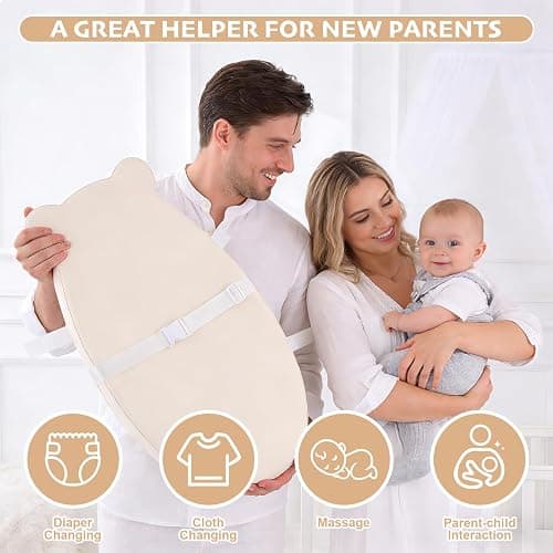 Baby Changing Pad, Waterproof & Wipeable Soft Diaper Changing Mat with PU Cover, Contoured Baby Changing Pad for Dresser & Table, with Non-Slip Safety Belt, Portable & Lightweight,Large Cushioned Foam thumbnail 7