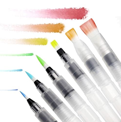 Chromatek AquaPens. Set of 6 Refillable Aqua Watercolor Brushes with Nylon Tips. Easy Water Brush Pens for Painting. Blending & Calligraphy. Includes Online Video Tutorials & Templates thumbnail 8