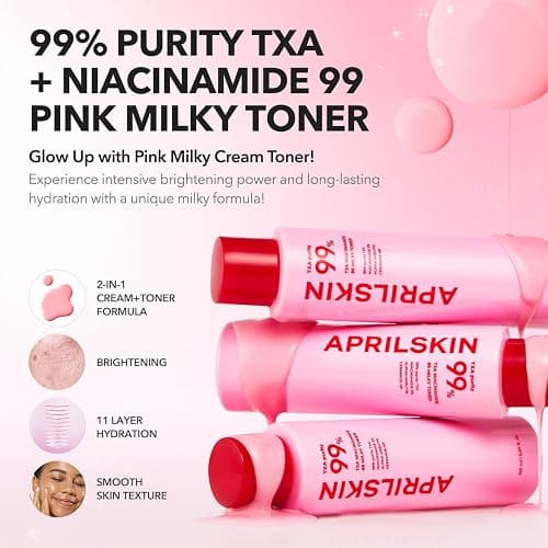 APRILSKIN TXA+Niacinamide 99 Pink Milky Toner | 99% High-Purity TXA 3%+ Niacinamide 5% for Brightening | Highly Concentrated Cream Toner | Deep Moisturizing Formula for Dull Skin | 5.07 fl.oz. thumbnail 2
