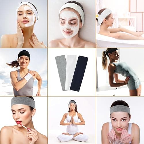 Fecawd 3PCS Headbands for Women Non Slip Elastic Sweat Hairbands Fashion Sports Hair Bands Soft Cloth Fabric Stretchy Headband for Workout Yoga Running thumbnail 5