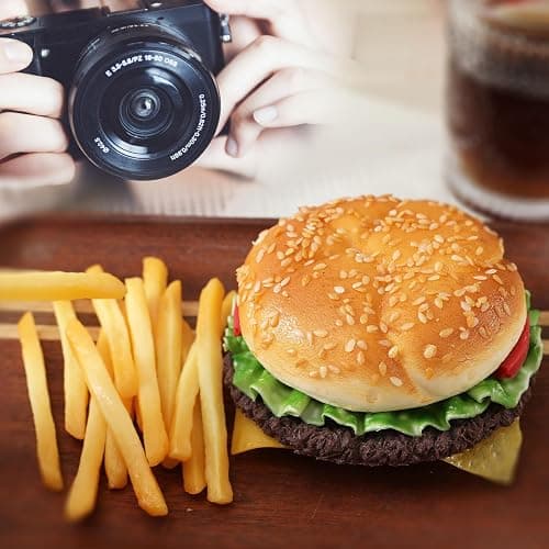Joeabor Artificial Hamburger & 12 Artificial French Fries Realistic Fake Food for Display Faux Burger for Decoration Fake Food Props thumbnail 9