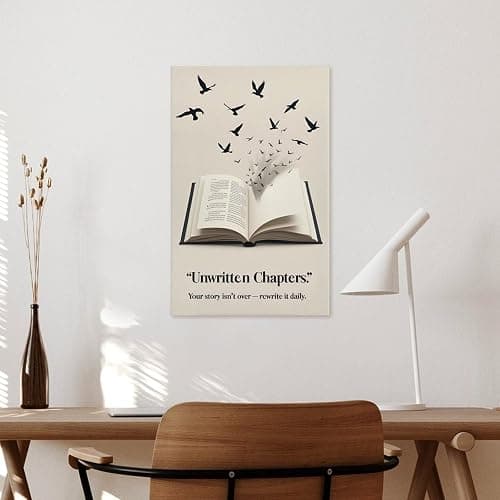 Eunoiax Inspirational Book Wall Art Motivational Quote Poster with Flying Birds And Open Pages Literary Life Quote Decor for Office Library Classroom Or Home Gift 12x18inch(30x45cm) Unframe - 03. Inspirational Book Wall Art - Unframed - 12L" x 18W" thumbnail 8