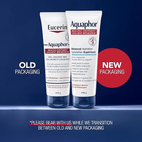 Aquaphor Healing Ointment, Multipurpose Ointment for Dry, Cracked Skin, Chafing, Cuticle Care, Fragrance Free, Non Greasy and Non Comedogenic Body Moisturizer, Dermatological Skin Care, 198g Tube thumbnail 12