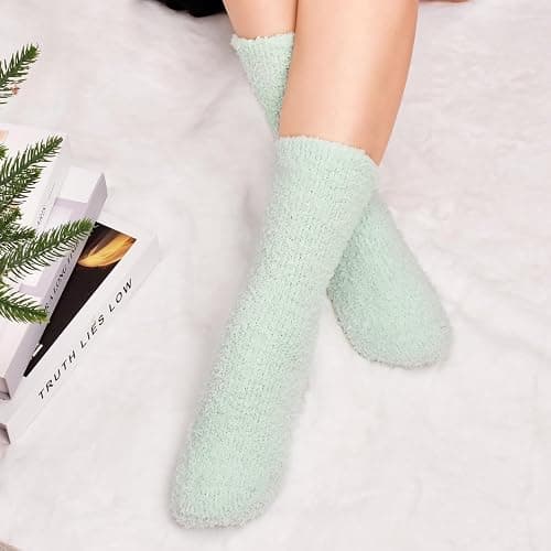 ORALER Fuzzy Socks Gifts for Women - Cozy Fluffy Winter Soft Warm Plush Slipper Socks - Christmas Stocking Stuffers for Women thumbnail 3