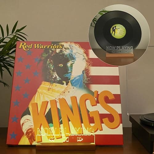 DREAMFORT Now Playing Vinyl Record Stand Light up Record Holder Wooden Acrylic for Vinyl Album Display and Storage Adjustable Brightness Vintage Music Decor(Heart) thumbnail 4
