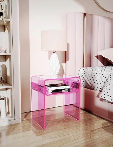 solaround Table d'appoint en Acrylique, Transparent, pour Salon, Chambre, Table de Chevet, 40 x 30 x 50 cm (Rose) thumbnail 9