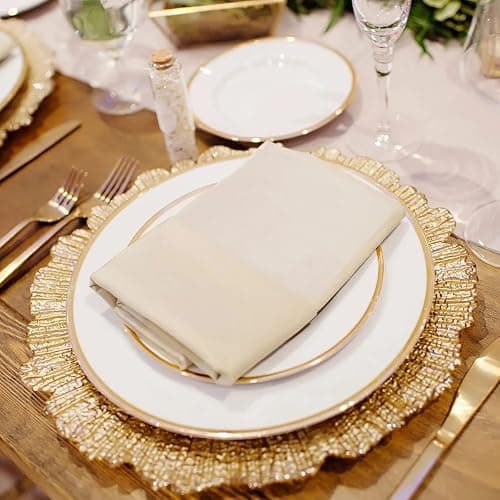 MAONAME Round 13" Gold Charger Plates, Set of 6, Reef Plate Chargers for Dinner Plates, Plastic Table Chargers for Wedding, Thanksgiving, Christmas thumbnail 5