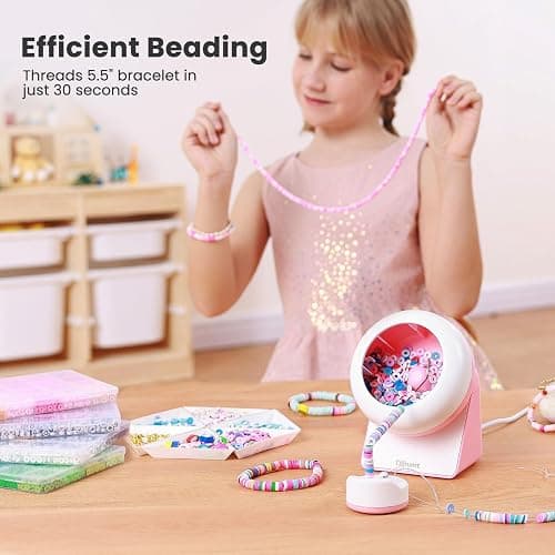 Tilhumt Clay Bead Spinner, Electric Bead Spinner for Jewelry Making, Friendship Bracelets Maker with Needle and Elastic String, Gift for Patent Design, Pink (Beads Not Included) thumbnail 4
