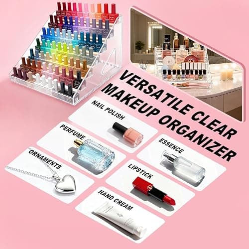ShunChengFa Nail Polish Storage Box Makeup Organizer Cosmetics Storage Transparent Easy to Assemble 7 Layers thumbnail 4